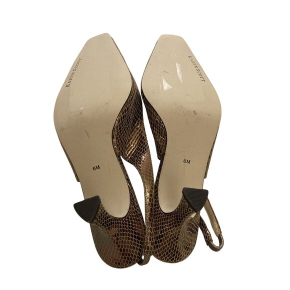 Karen Scott Womens size 6M Snakeskin Pattern Leather Slingback Heels - Picture 5 of 6